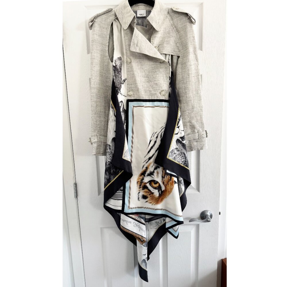 Burberry Silk Combo Trench Coat in Grey, size 4US/8UK (fits like a size 2) - Picture 4 of 13